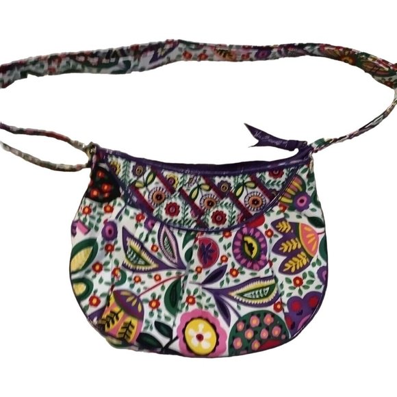 Handbags - Vera Bradley Crossbody Bag Purse Handbag "Viva La Vera" Green Pink Purple